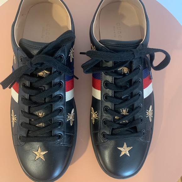Gucci Shoes - Gucci Black Star/Bee Red/White/Blue Sneaker